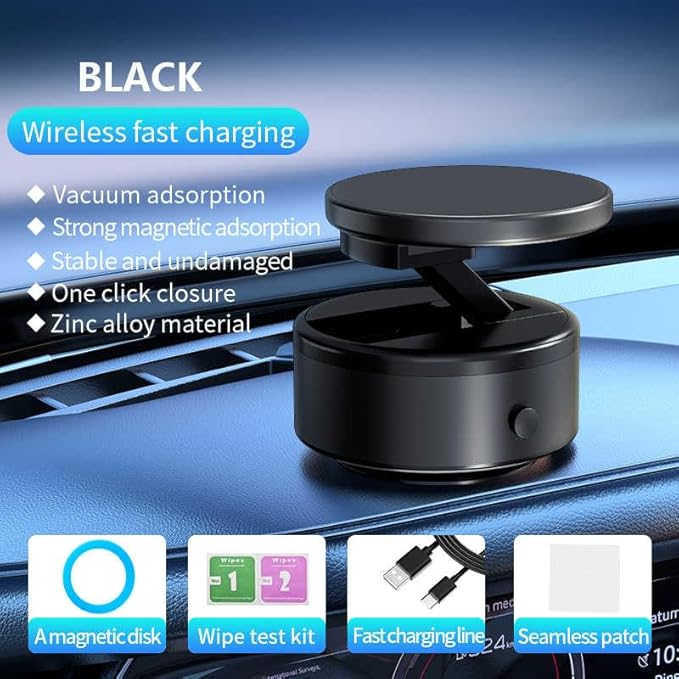 Magnetic 360° Car Phone Holder – Mini Suction Mount with Foldable Stand for All Smartphones