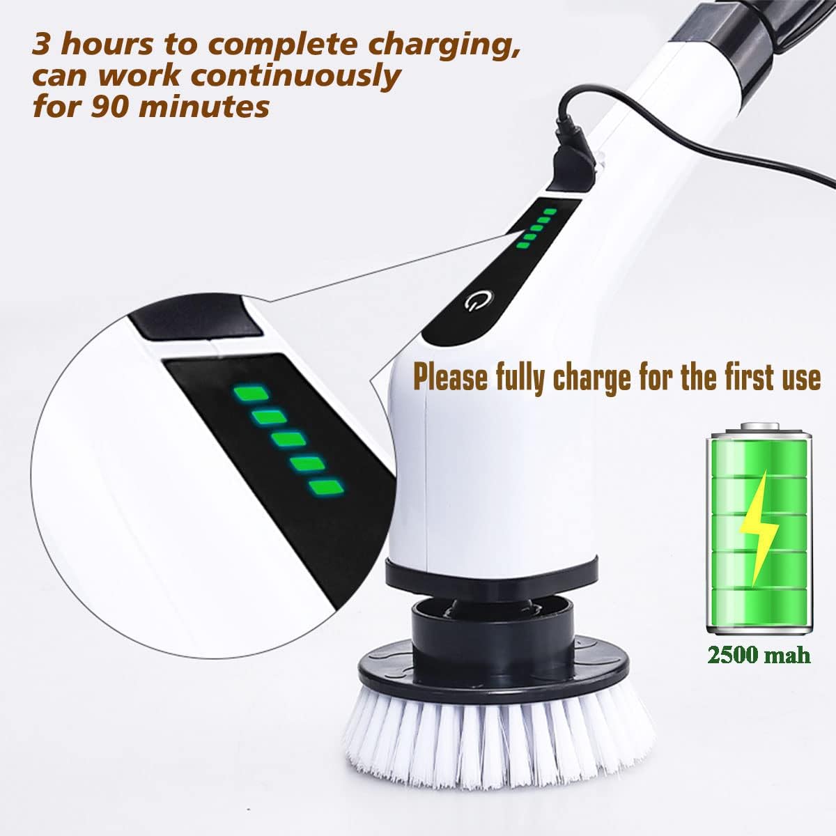 Electric Spin Scrubber with 7 Brush Heads – Cordless, Rechargeable Cleaning Brush for Bathroom, Floor, Tile & Car